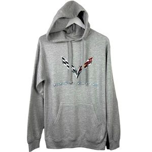 JH DESIGN GROUP GM Men’s Chevy Corvette Hoodie Grey Sweatshirt Size Small NWT
